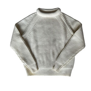 NLST Navy Women’s Cream Ribbed Crew Neck Merino Wool Sweater Size XS EUC